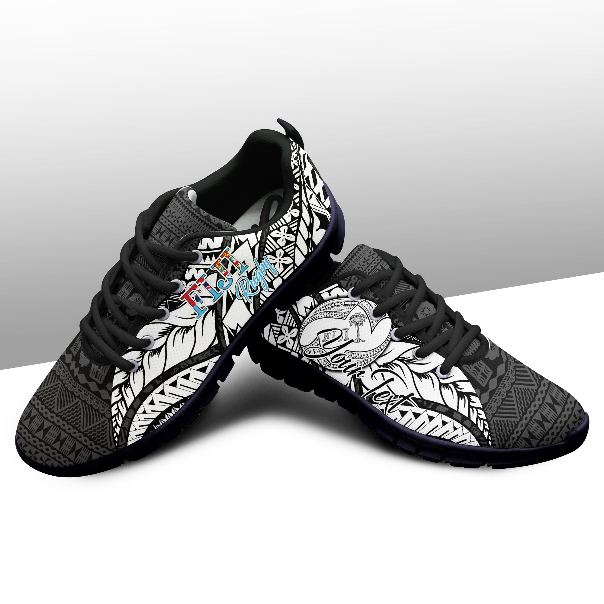 (Custom Personalised) Fiji Rugby Bati Tapa Pattern Sneaker - LT2 - Polynesian Pride