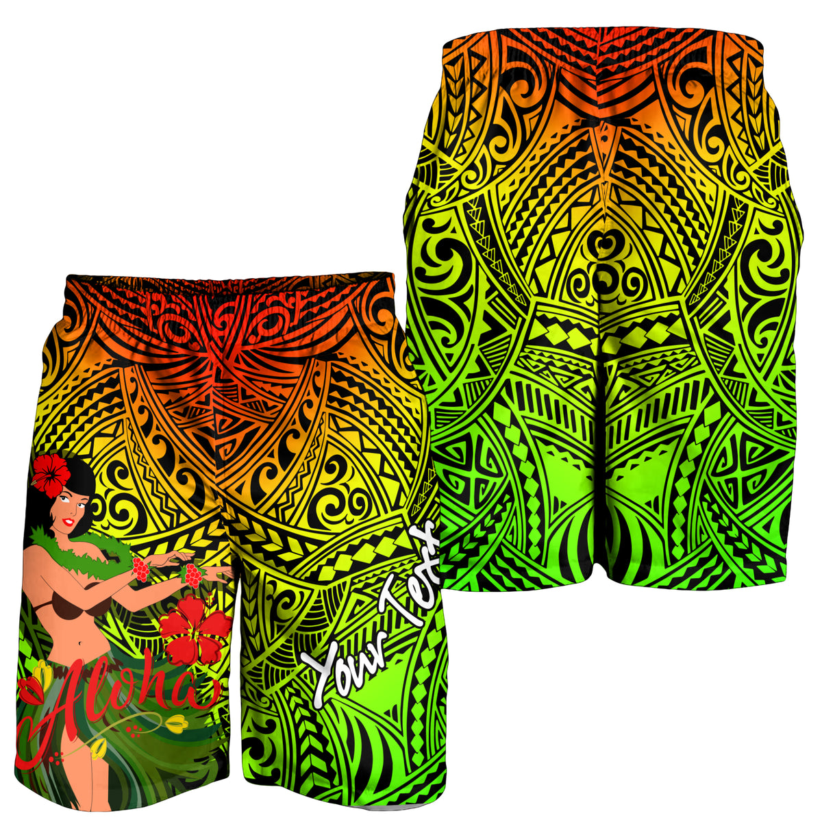 (Custom Personalised) Hawaii Hula Girl Reggae Men Short - LT2 - Polynesian Pride