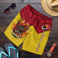 (Custom Personalised) Papua New Guinea Rugby Kumul Pride Men Short - LT2 YELLOW - Polynesian Pride