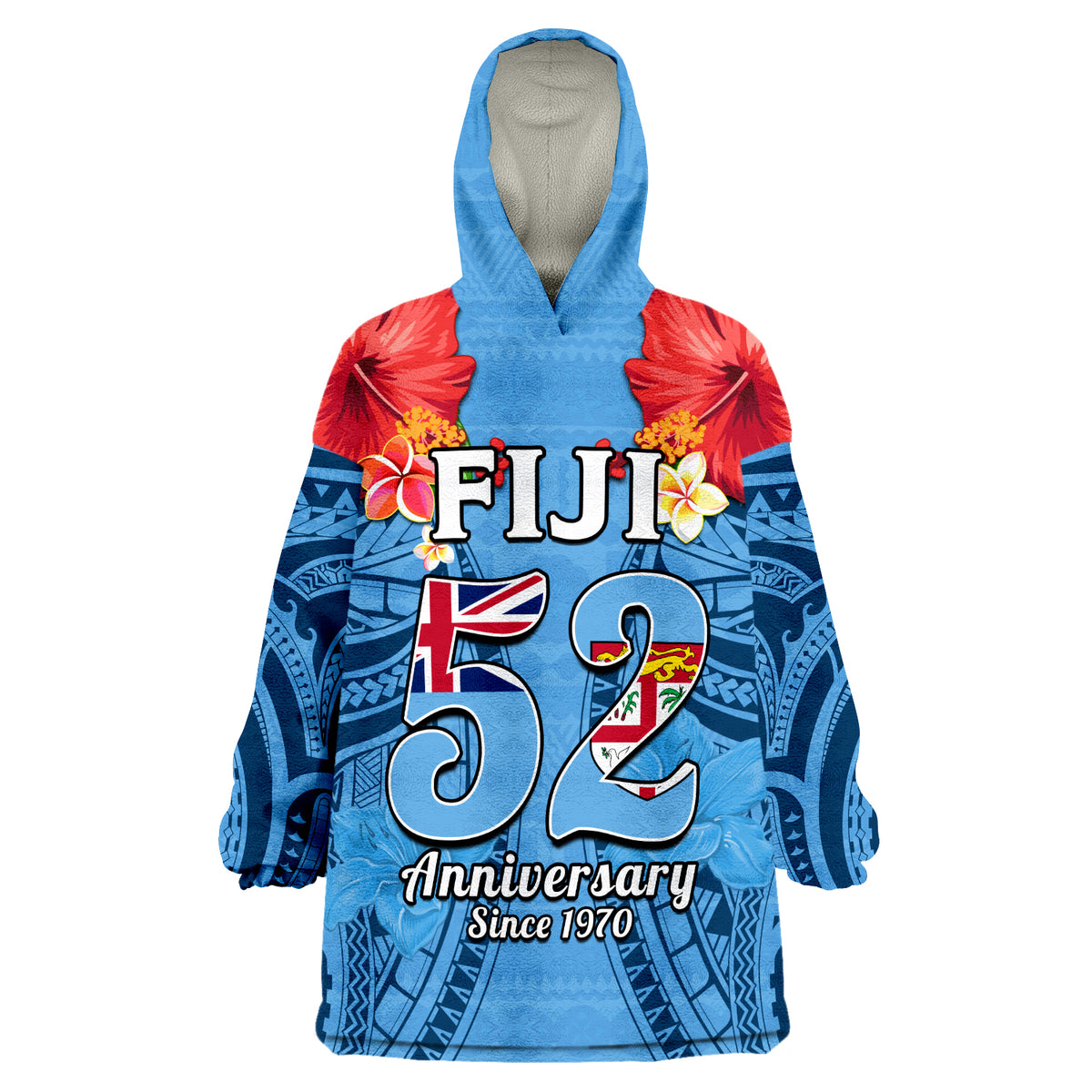 (Custom Personalised) Fiji 1970 Happy 52 Years Independence Anniversary Wearable Blanket Hoodie LT14 Unisex One Size - Polynesian Pride