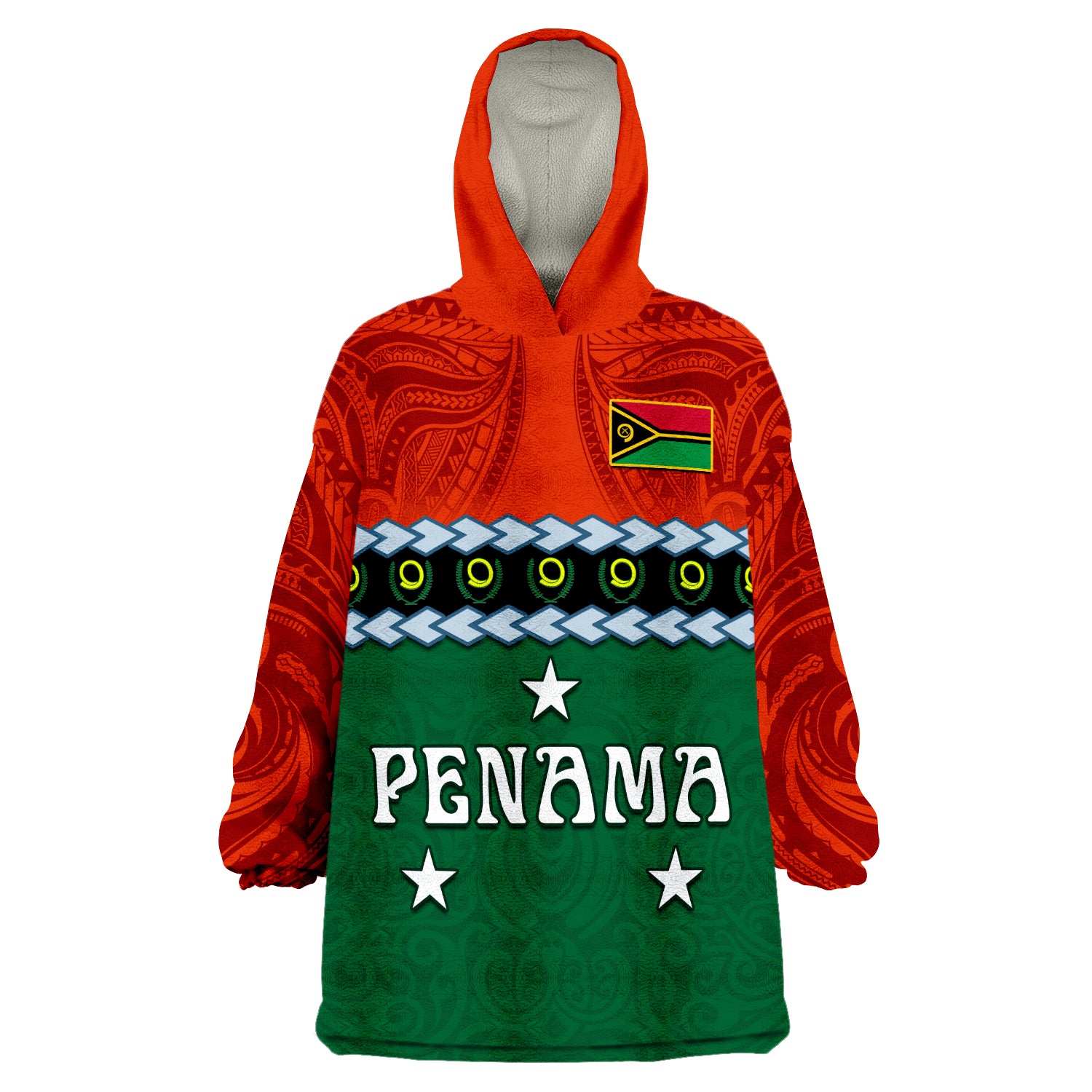 (Custom Personalised) Penama Province Vanuatu Pig Tusk Polynesian Flag Style Wearable Blanket Hoodie LT14 Unisex One Size - Polynesian Pride