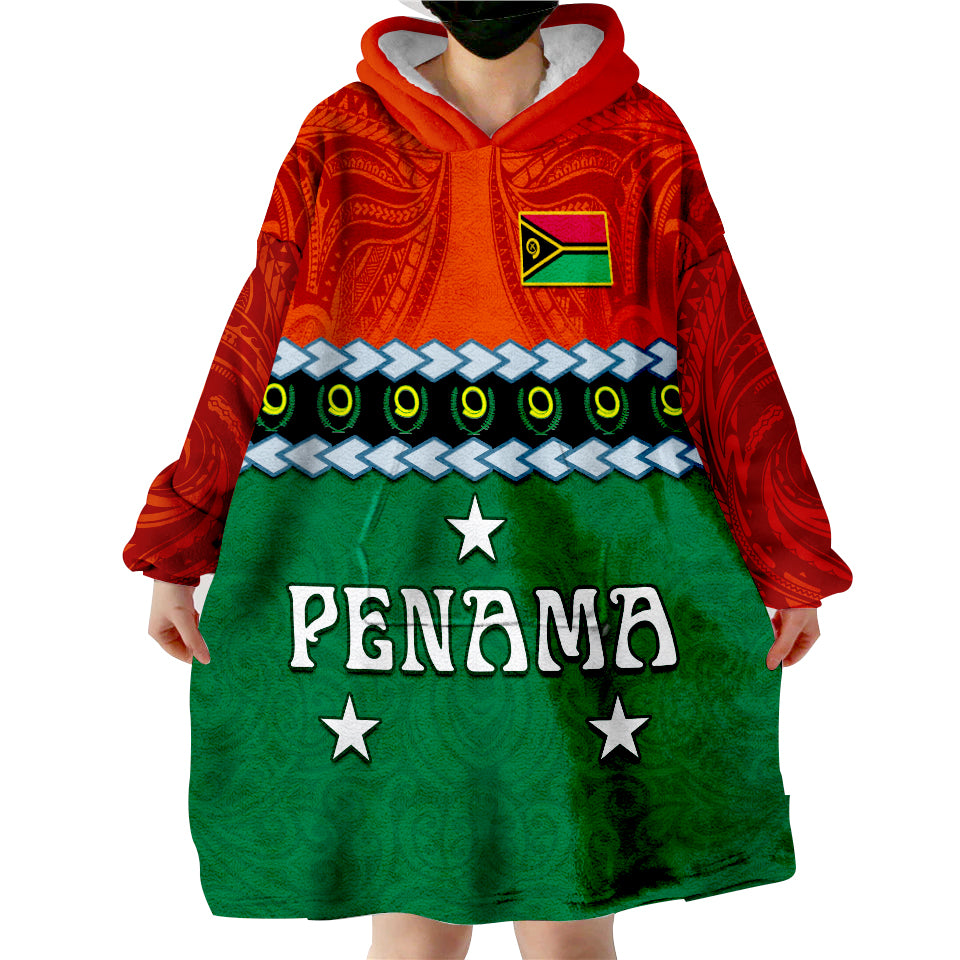 (Custom Personalised) Penama Province Vanuatu Pig Tusk Polynesian Flag Style Wearable Blanket Hoodie LT14 - Polynesian Pride