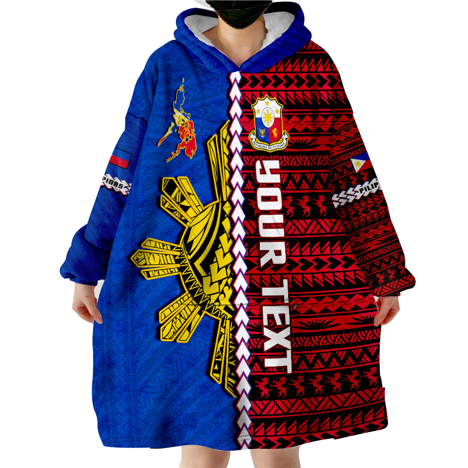 (Custom Personalised) Philippines Pilipinas Sun Mix Polynesian Pattern Wearable Blanket Hoodie LT14 - Polynesian Pride