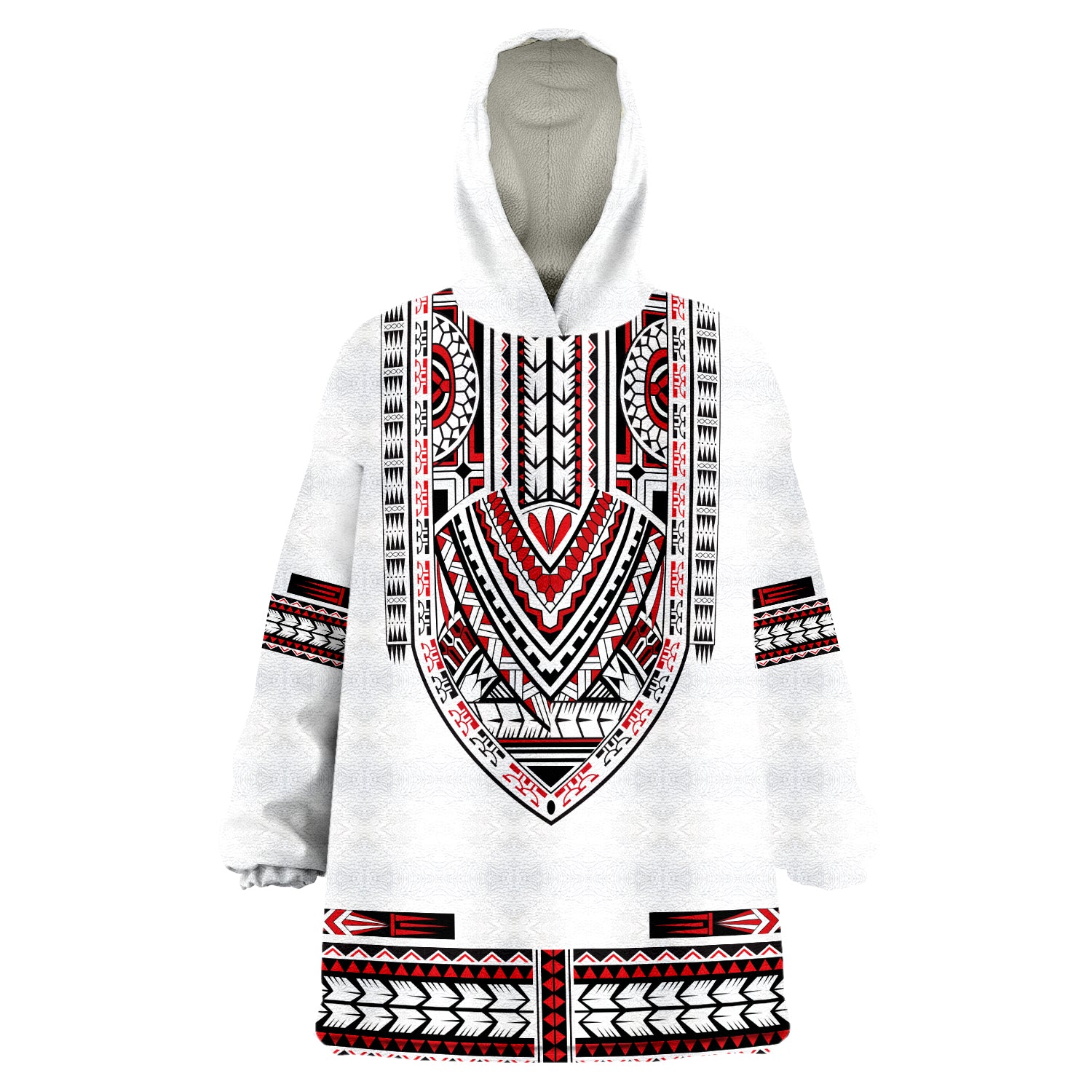 (Custom Personalised) Polynesian Dashiki With Polynesian Tattoo Royal Version Wearable Blanket Hoodie LT14 Unisex One Size - Polynesian Pride