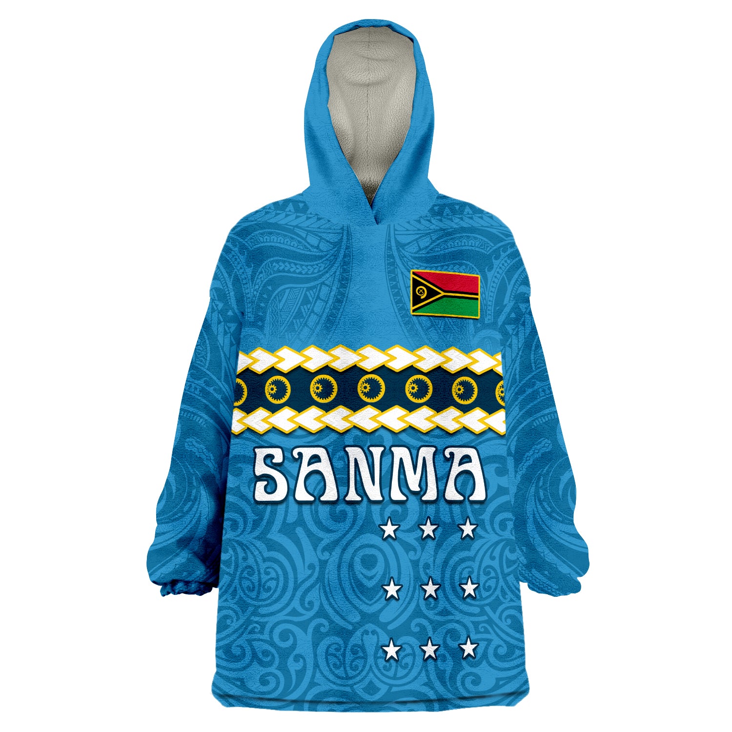 (Custom Personalised) Sanma Province Vanuatu Pig Tusk Polynesian Flag Style Wearable Blanket Hoodie LT14 Unisex One Size - Polynesian Pride