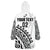 (Custom Text And Number) Fiji Rugby Fijian Cibi Dance Tapa Pattern White Wearable Blanket Hoodie LT14 - Polynesian Pride