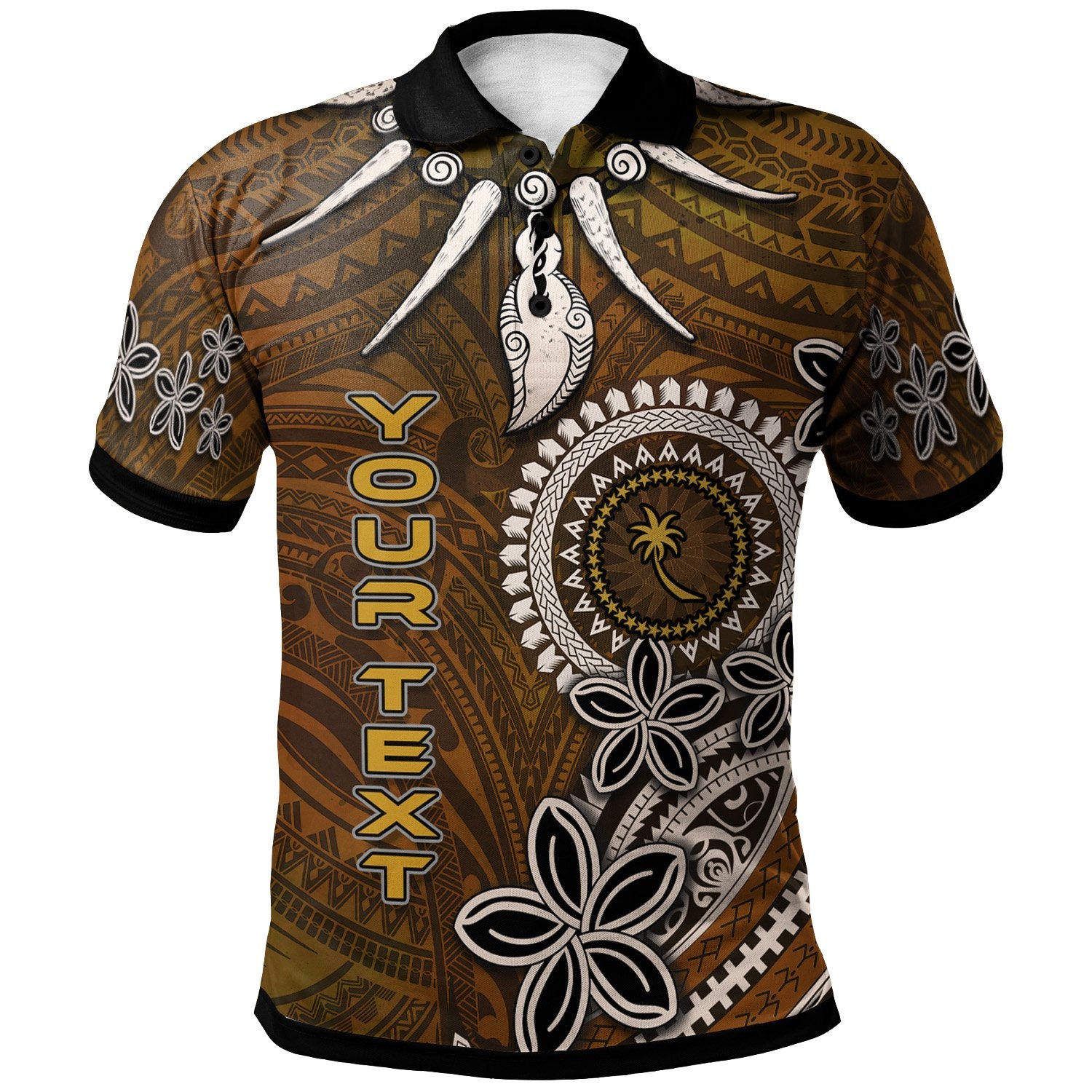 Chuuk Custom Polo Shirt Polynesian Boar Tusk Unisex Brown - Polynesian Pride