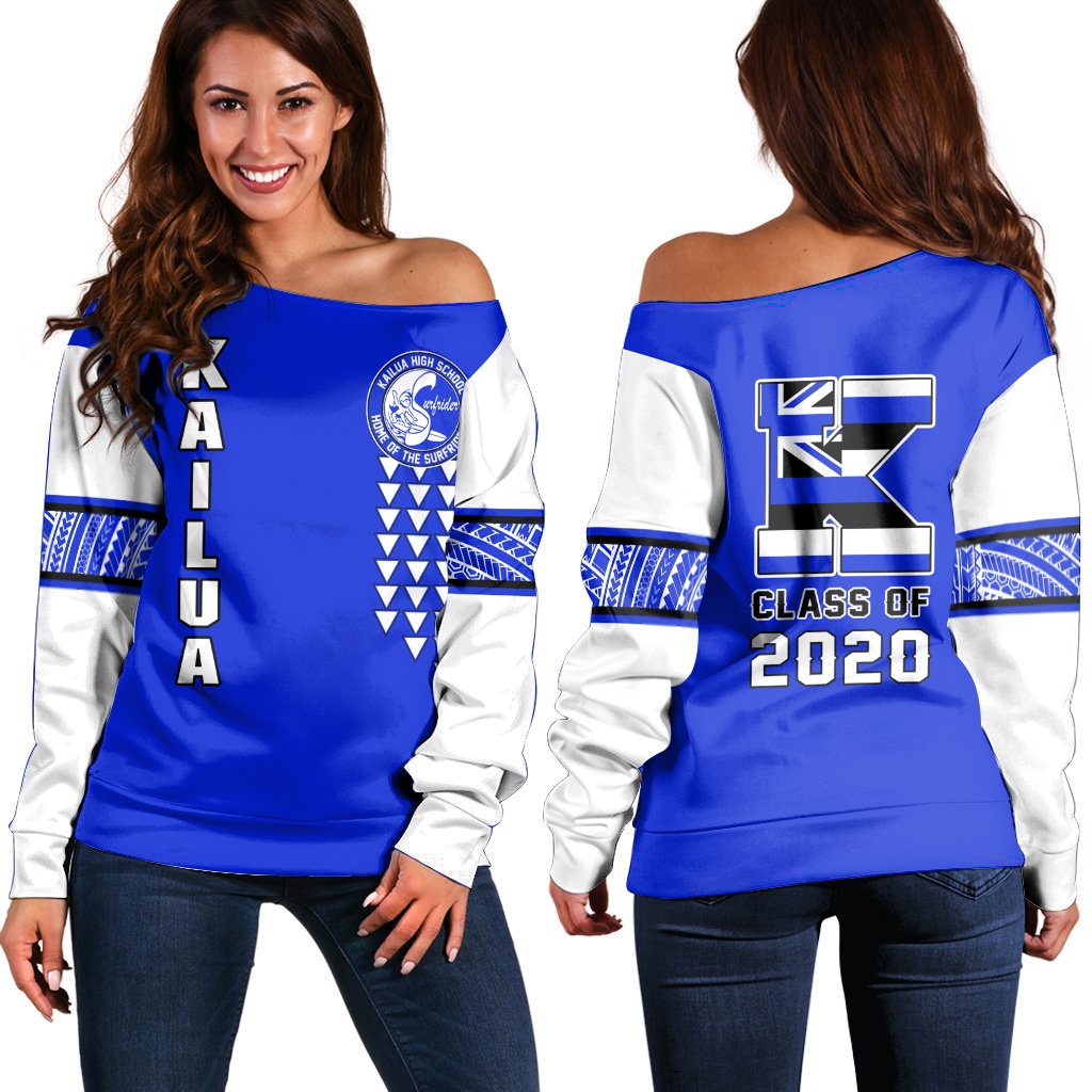 (Personalised) Hawaii - Kailua High Custom Your Class Women's Off Shoulder Sweatshirt AH Blue - Polynesian Pride