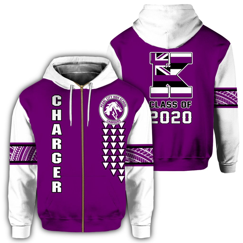 Custom Hawaii Hoodie Pearl City High Custom Your Class Zip Hoodie Unisex Purple - Polynesian Pride