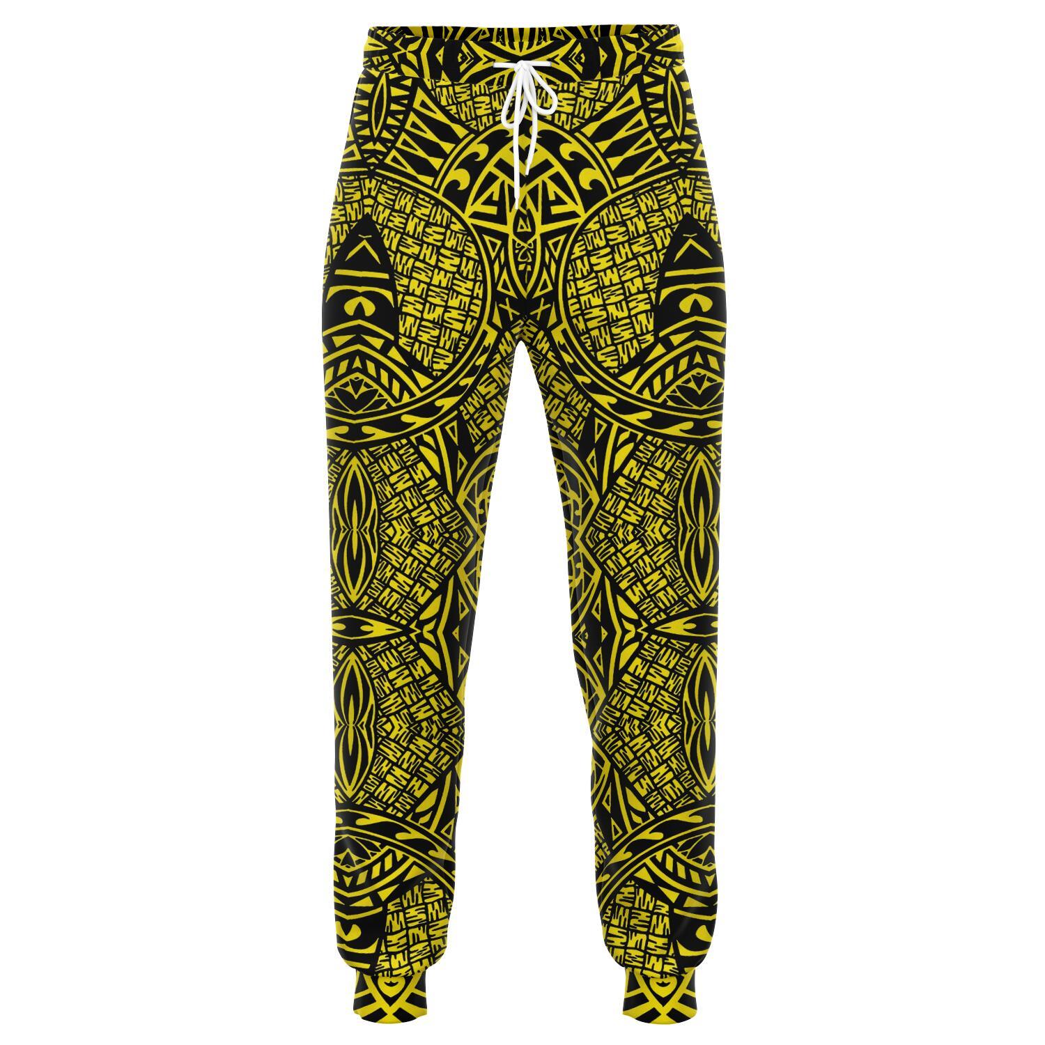 Polynesian Lauhala Mix Yellow Joggers Unisex Yellow - Polynesian Pride