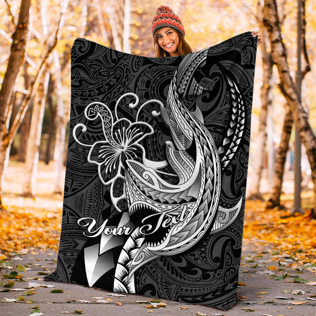 (Custom Personalised) Polynesian Shark Tattoo Hawaii Tribal Blanket - LT12 - Polynesian Pride
