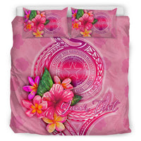 Northern Mariana Islands Polynesian Custom Personalised Bedding Set - Floral With Seal Pink - Polynesian Pride