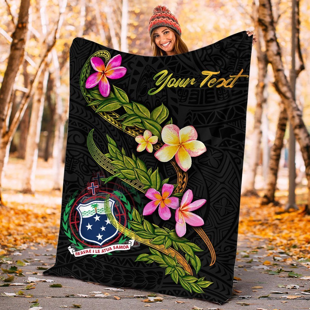 Samoa Polynesian Custom Personalised Blanket - Plumeria Tribal - Polynesian Pride