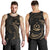 Vanuatu Polynesian Custom Personalised Men's Tank Top - Gold Tribal Wave Black - Polynesian Pride