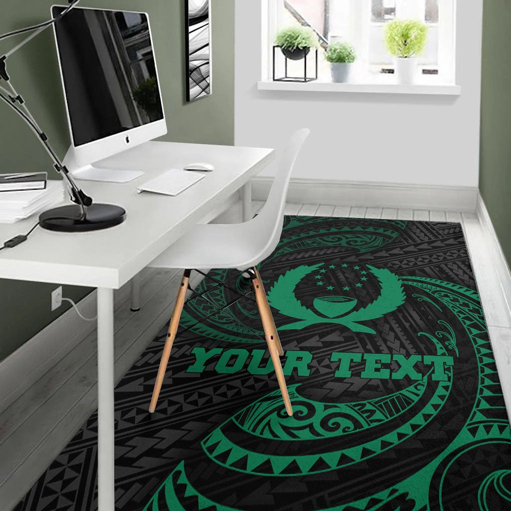 Pohnpei Polynesian Custom Personalised Area Rug - Green Tribal Wave - Polynesian Pride