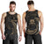 Tuvalu Polynesian Custom Personalised Men's Tank Top - Gold Tribal Wave Black - Polynesian Pride