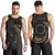 Cook Islands Polynesian Custom Personalised Men's Tank Top - Gold Tribal Wave Black - Polynesian Pride