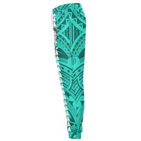 Hawaii Warrior Map Turquoise Kakau Joggers - Polynesian Pride
