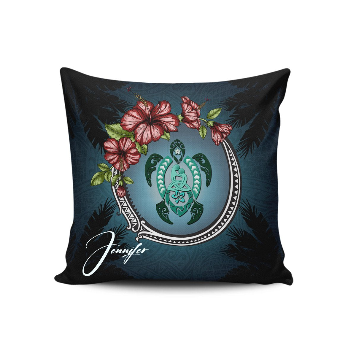 (Custom) Kanaka Maoli (Hawaiian) Pillow Case - Polynesian Ohana Turtle Hibiscus Mother Son Personal - Polynesian Pride