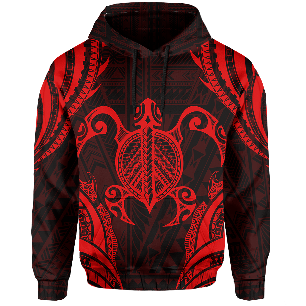 Polynesian Turtle Kanaka Maoli Hawaii Hoodie Red - Polynesian Pride