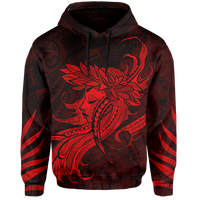 Polynesian Tropic Hula Girl Hibiscus Hawaii Hoodie Red - Polynesian Pride