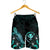 Hawaii Polynesian Men's Shorts - Turtle With Blooming Hibiscus Turquoise - Polynesian Pride