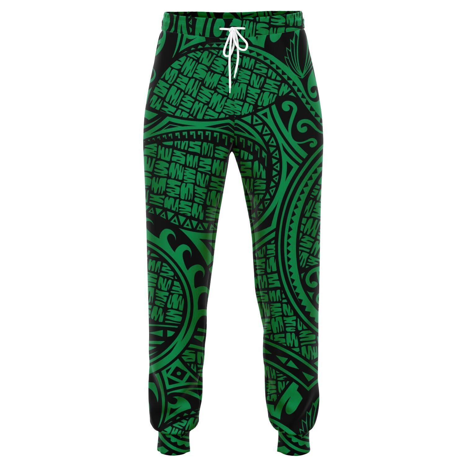 Polynesian Maori Lauhala Green Joggers Unisex Green - Polynesian Pride