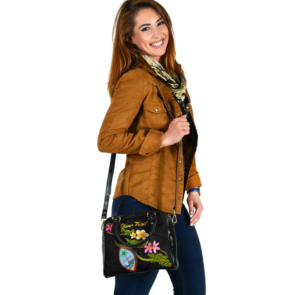 Guam Polynesian Custom Personalised Shoulder Handbag - Plumeria Tribal - Polynesian Pride