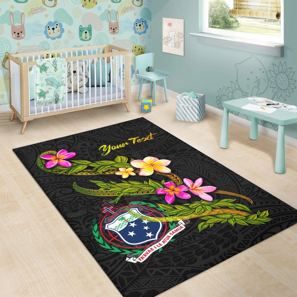 Samoa Polynesian Custom Personalised Area Rug - Plumeria Tribal - Polynesian Pride