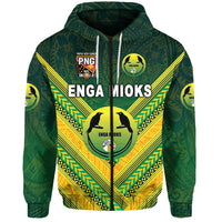 Papua New Guinea Enga Mioks Zip Hoodie Rugby Original Style Green LT8 - Polynesian Pride