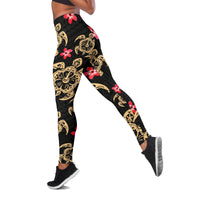 Hawaii Hibiscus Turtle Leggings A6 - Polynesian Pride