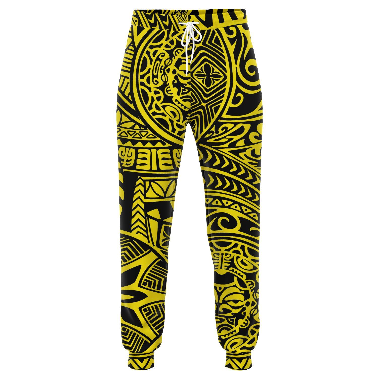 Polynesian Hawaiian Style Tribal Tattoo Yellow Joggers Unisex Yellow - Polynesian Pride