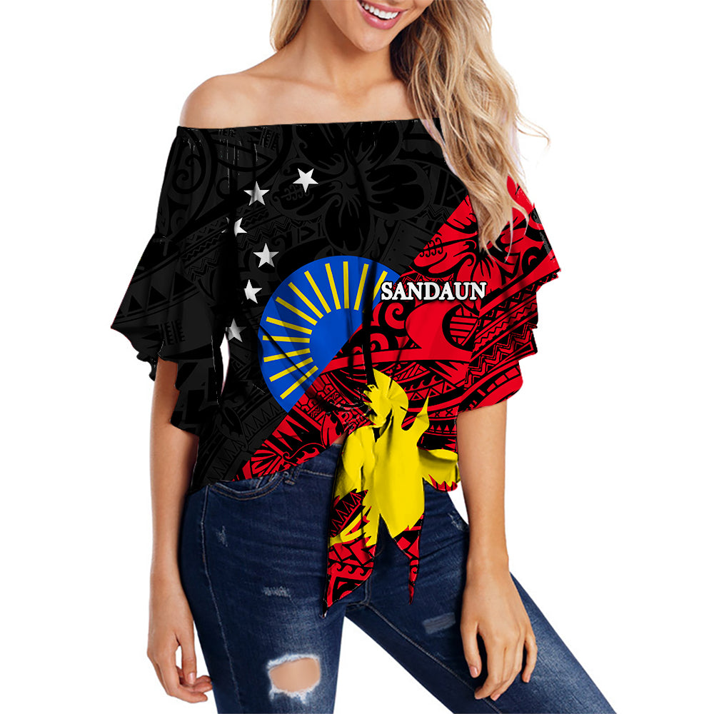 Sandaun Province Off Shoulder Waist Wrap Top Of Papua New Guinea LT6 Female Red - Polynesian Pride