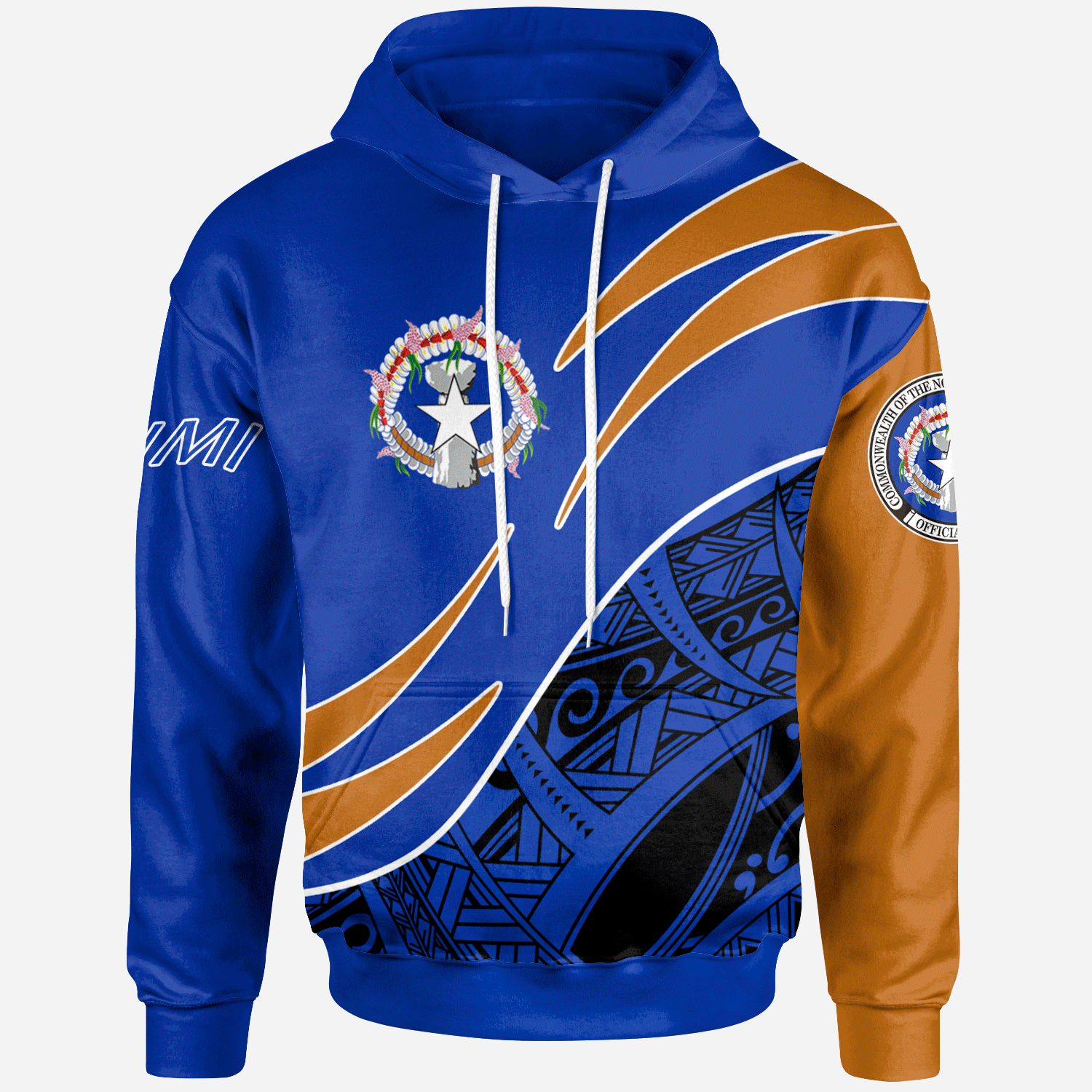 Northern Mariana Islands Hoodie Custom Symmetrical Lines Unisex Blue - Polynesian Pride