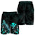 Hawaii Polynesian Men's Shorts - Turtle With Blooming Hibiscus Turquoise - Polynesian Pride