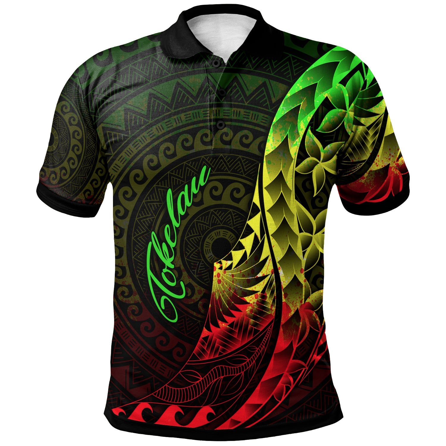 Tokelau Polo Shirt Polynesian Pattern Style Reggae Color Unisex Reggae - Polynesian Pride