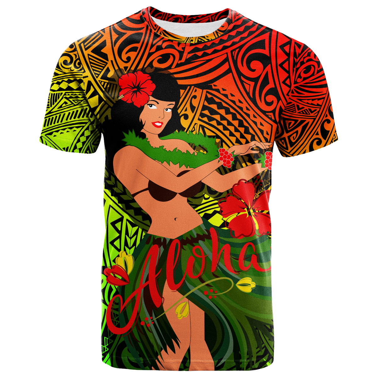 Hawaii Hula Girl Reggae T Shirt LT2 REGGAE - Polynesian Pride
