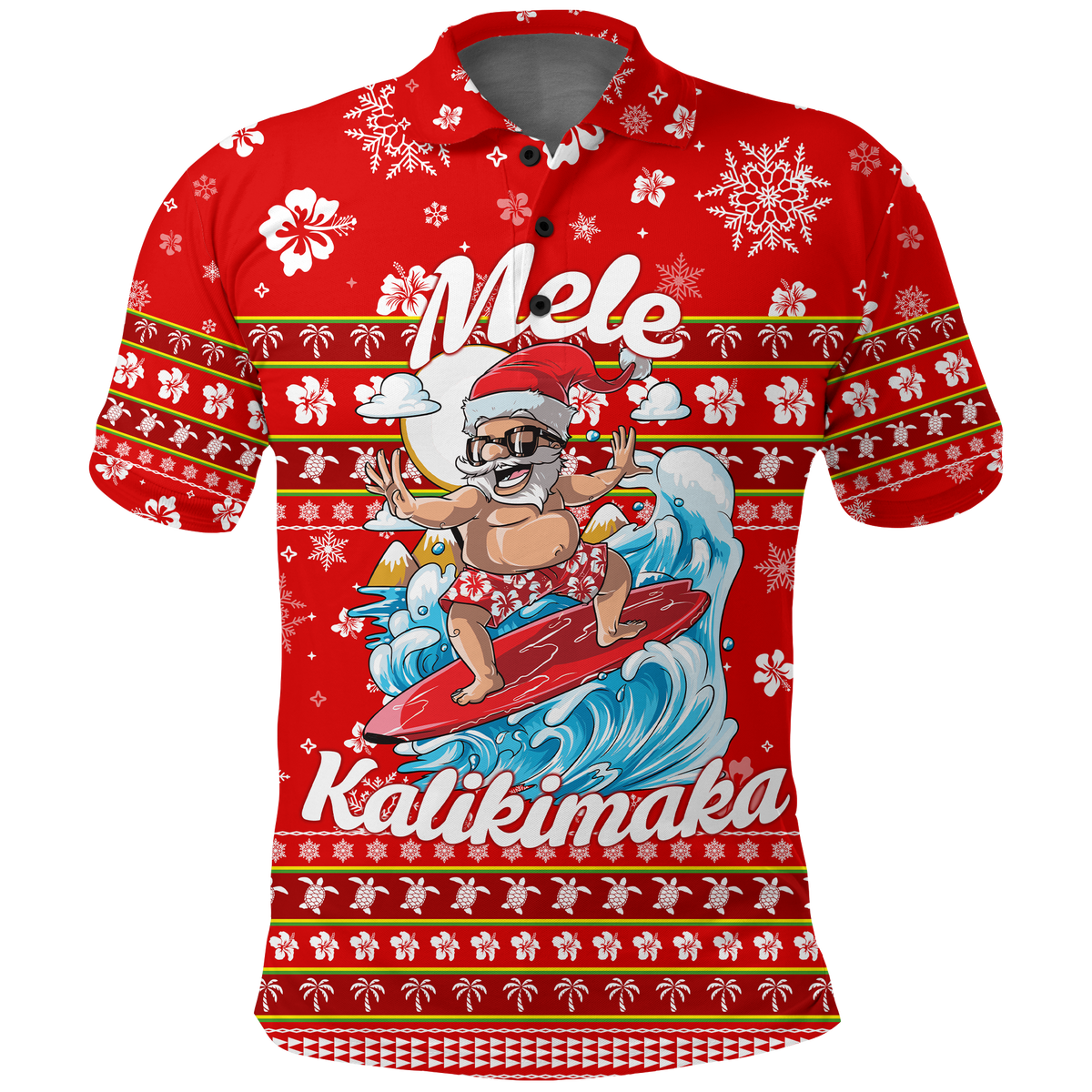 Custom Hawaii Christmas Santas Surf Mele Kalikimaka Polo Shirt LT2 - Polynesian Pride