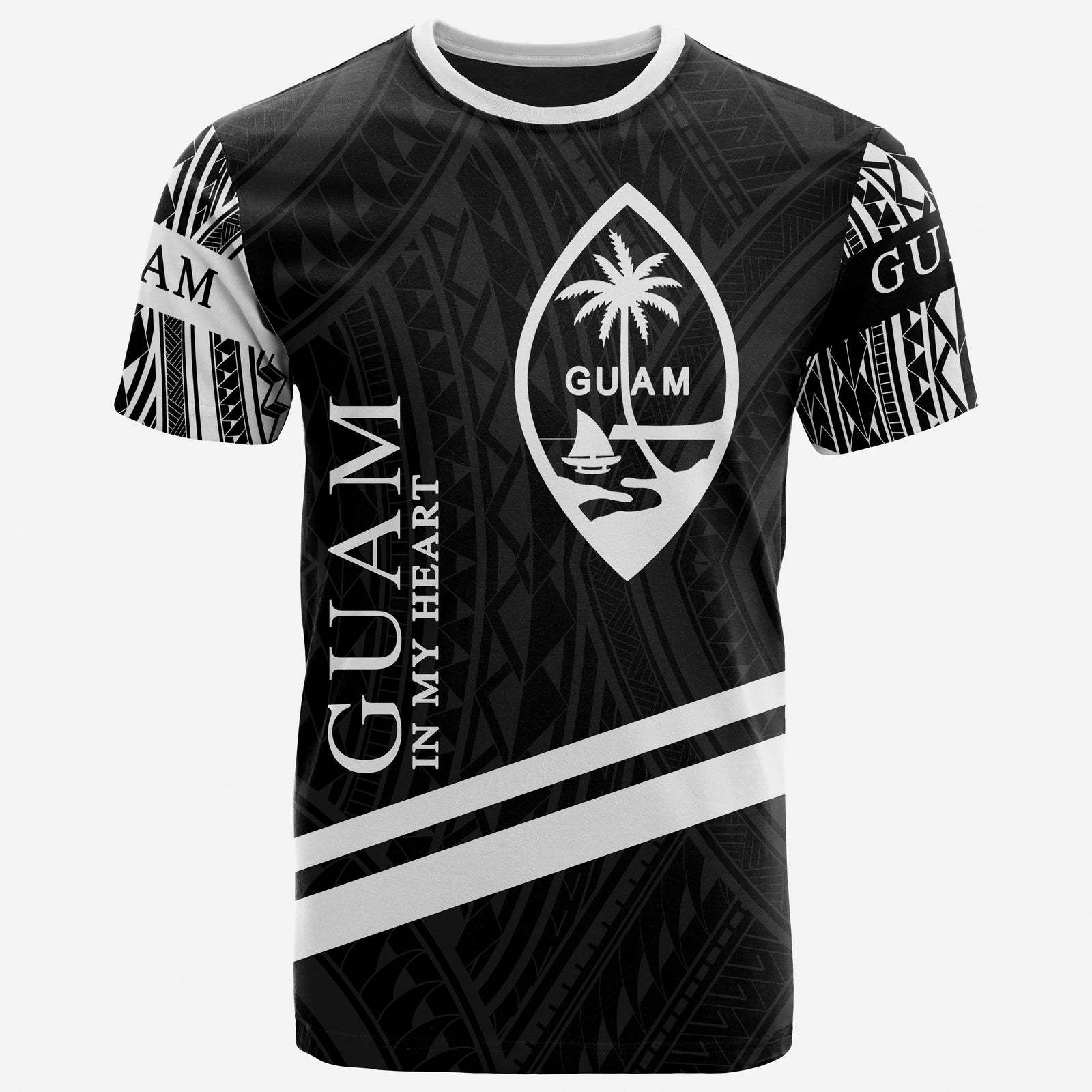Guam T Shirt In My Heart Style Polynesian Patterns Unisex Black - Polynesian Pride