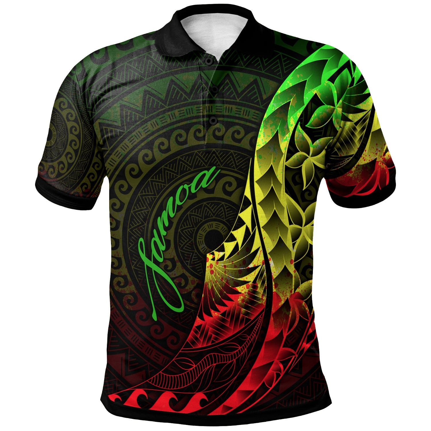 American Samoa Polo Shirt Polynesian Pattern Style Reggae Color Unisex Reggae - Polynesian Pride