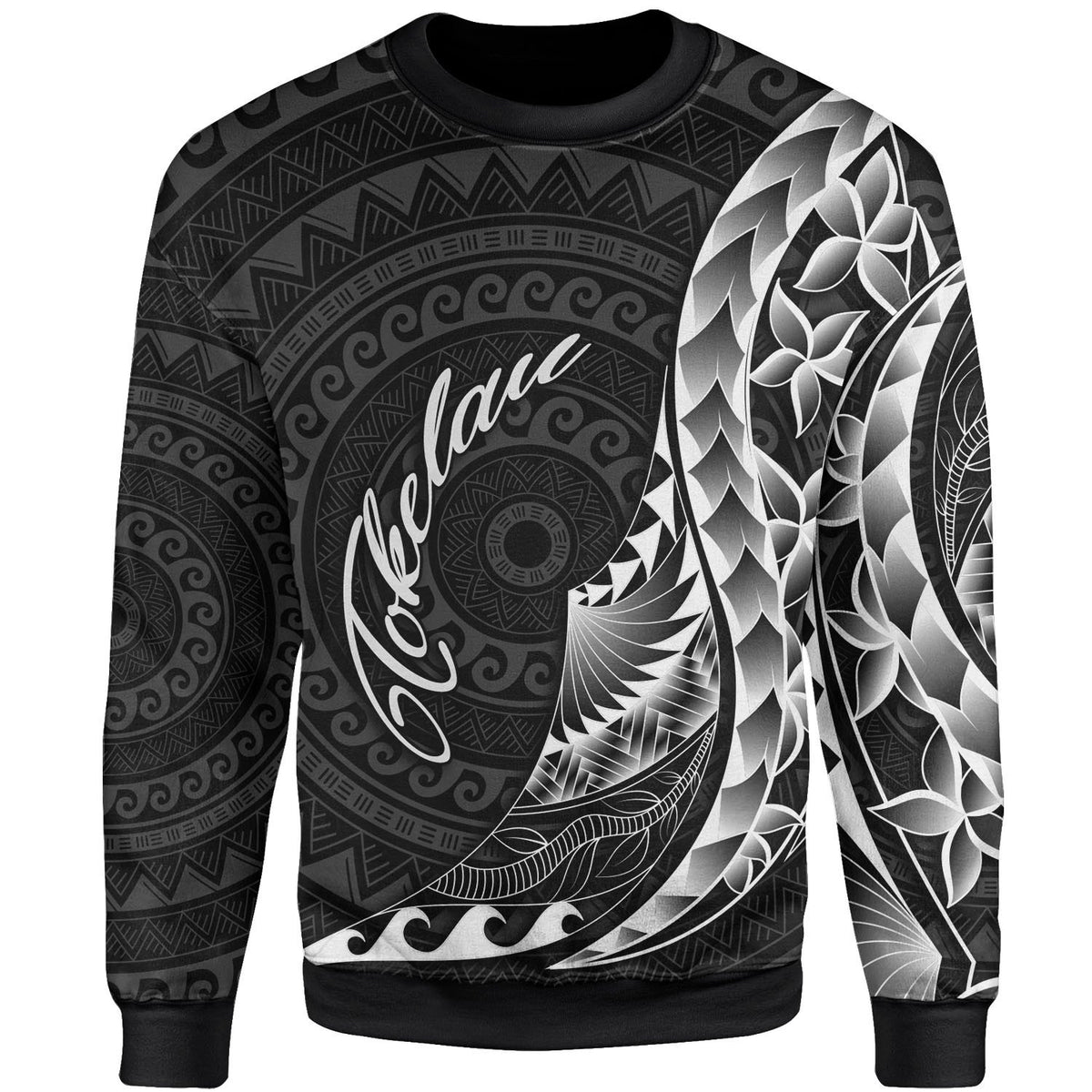 Tokelau Sweatshirt - Polynesian Pattern Style Unisex Black - Polynesian Pride