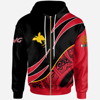 Papua New Guinea Zip Hoodie Symmetrical Lines Unisex Black - Polynesian Pride