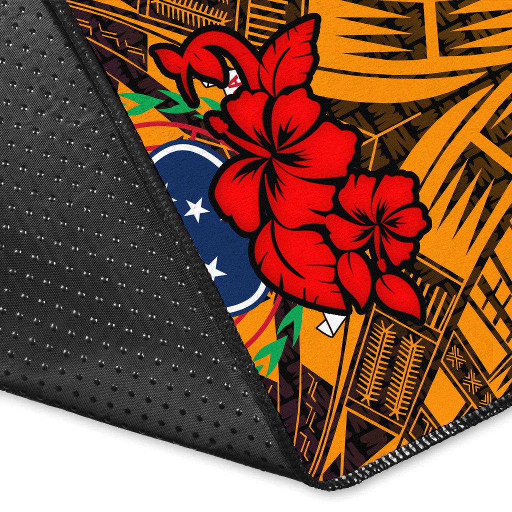 (Custom Personalised) Samoa Area Rug - Hibiscus With Tribal - LT12 - Polynesian Pride