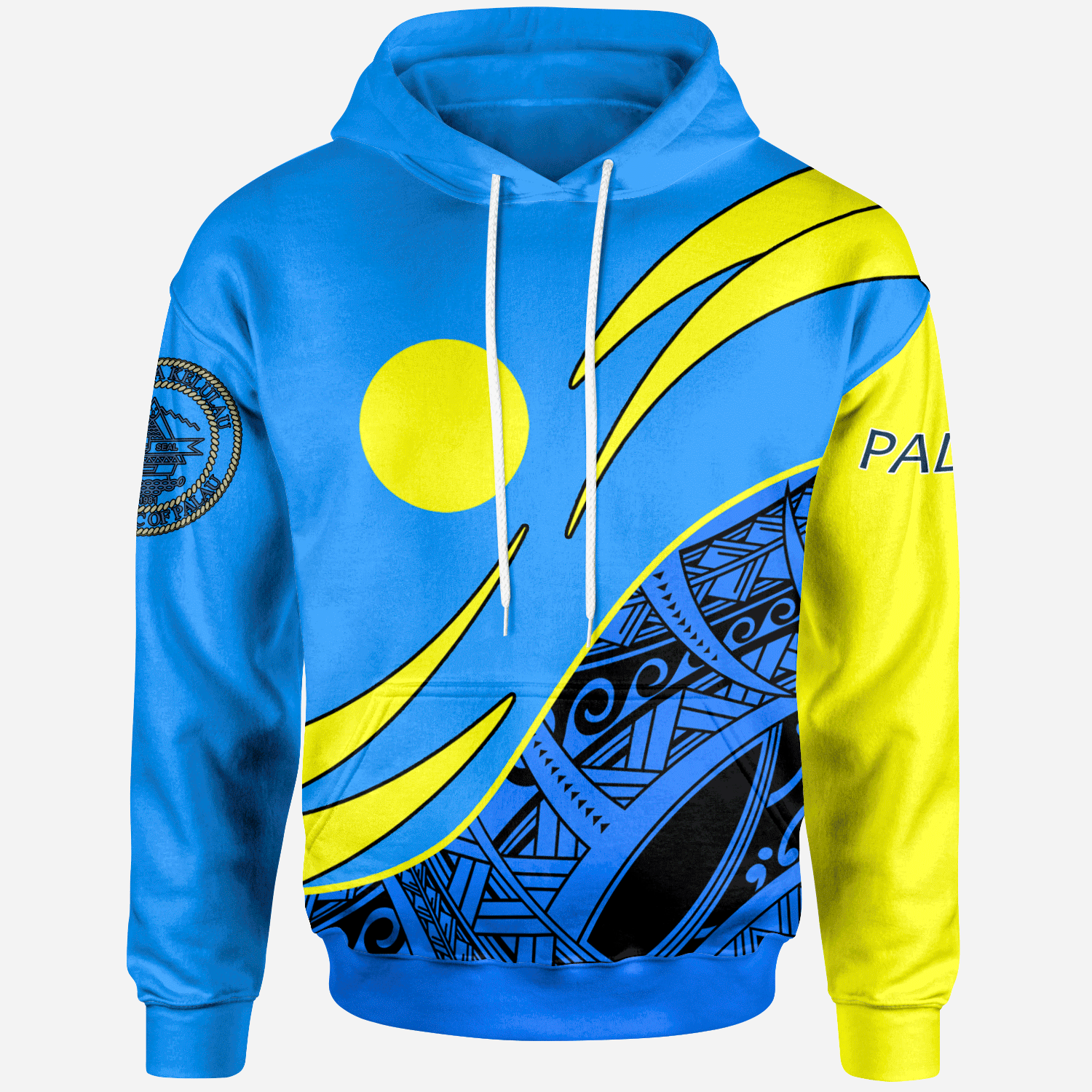 Palau Hoodie Custom Symmetrical Lines Unisex Blue - Polynesian Pride