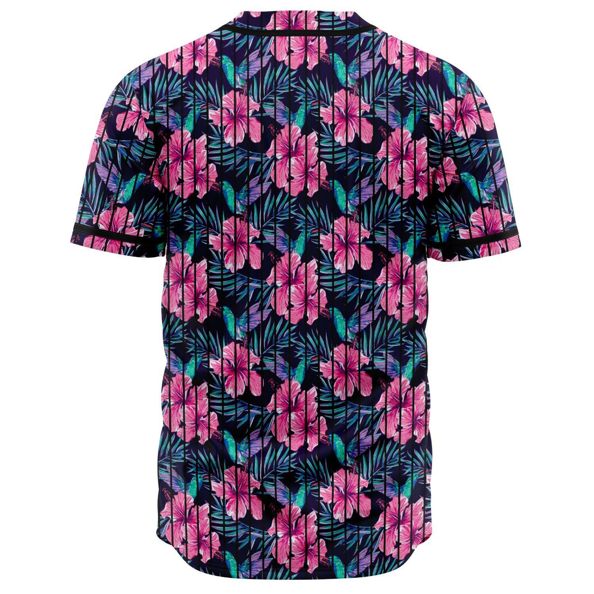 Tropical Flowers With Hummingbirds Palm Leaves Baseball Jersey - Polynesian Pride