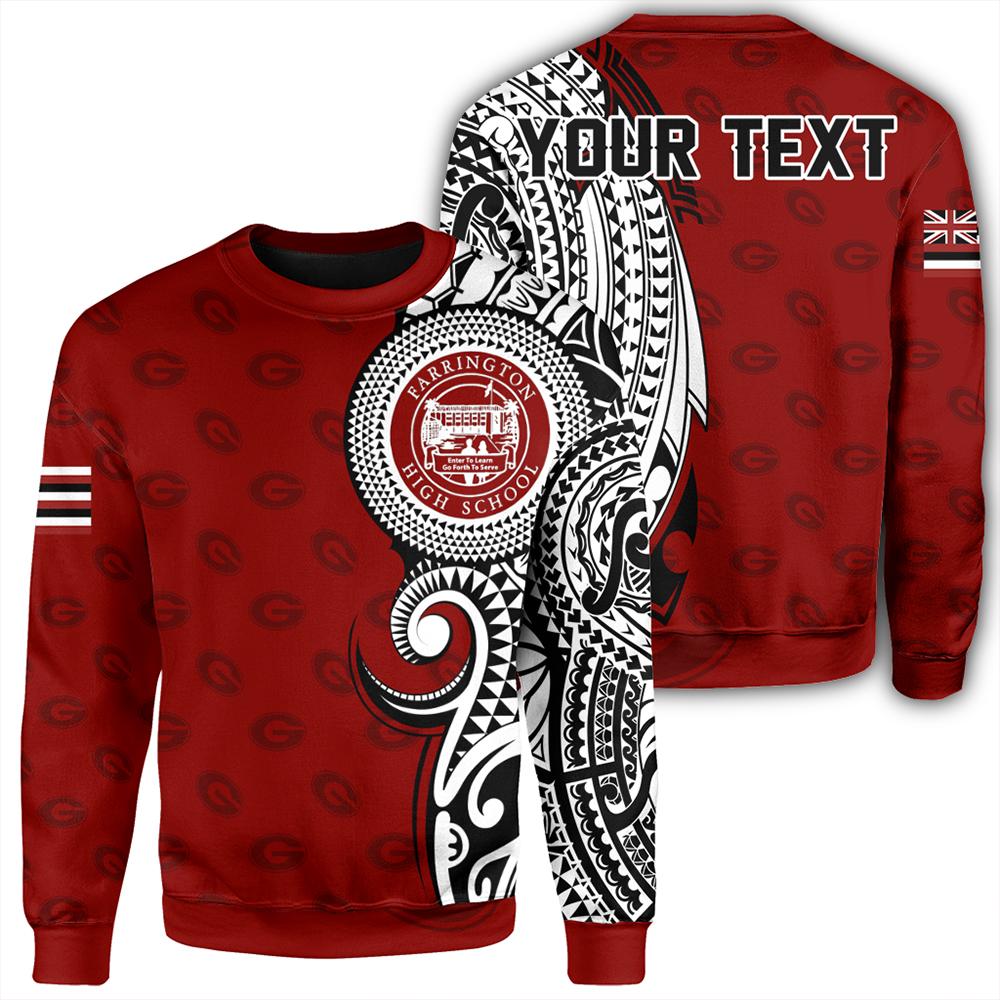 (Personalized) Hawaii - Farrington High Tribal Kakau Sweatshirt - AH Unisex Red - Polynesian Pride