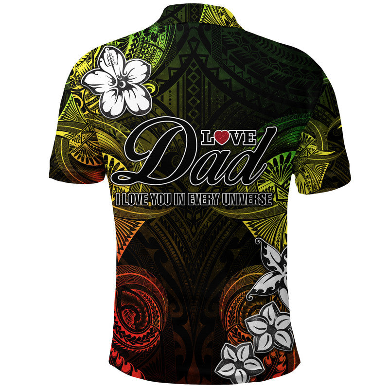 Custom Polynesian Fathers Day Polo Shirt I Love You In Every Universe Reggae LT8 - Polynesian Pride