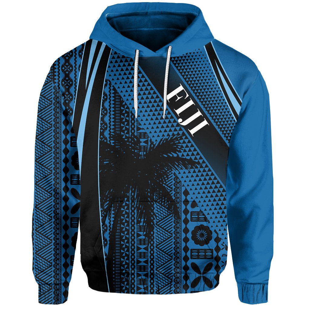 Fiji Hoodie Special Style Tapa No.2 Unisex Blue - Polynesian Pride