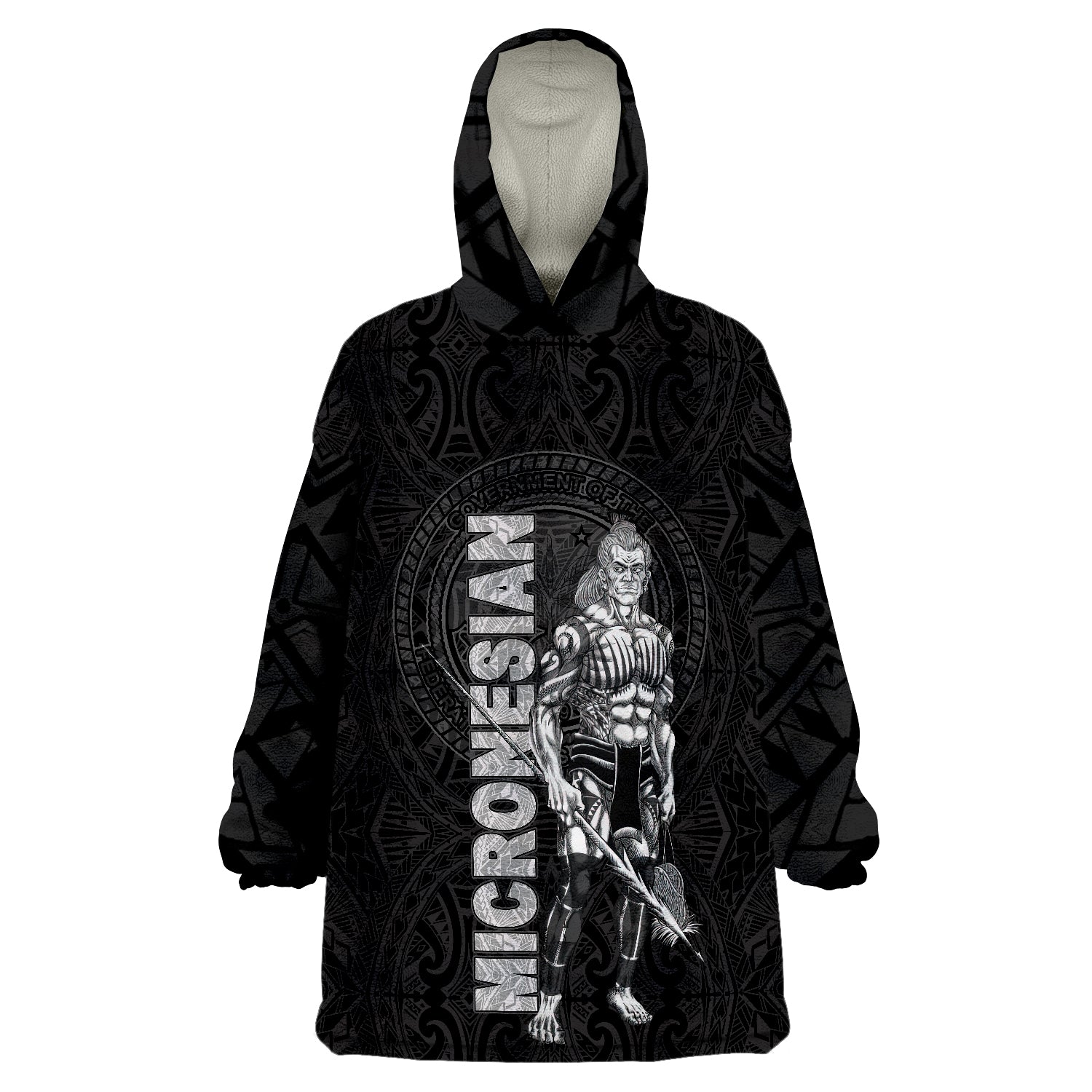 Federated States Of Micronesia Micronesian Warrior Wearable Blanket Hoodie LT9 Unisex One Size - Polynesian Pride