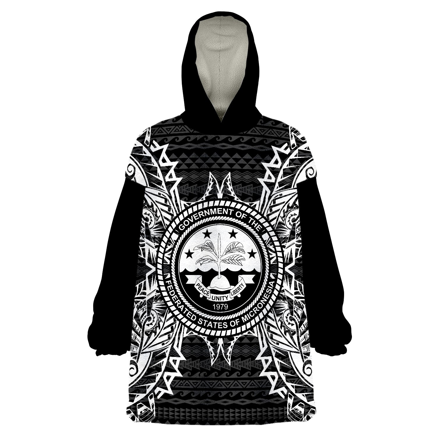 Federated States Of Micronesian ll Map Black Wearable Blanket Hoodie LT9 Unisex One Size - Polynesian Pride